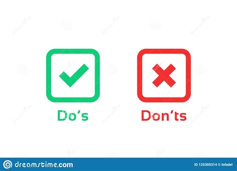 dos  donts marks  learning test stock vector illustration