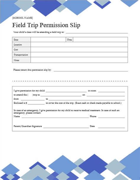 field trip permission slip template room surfcom