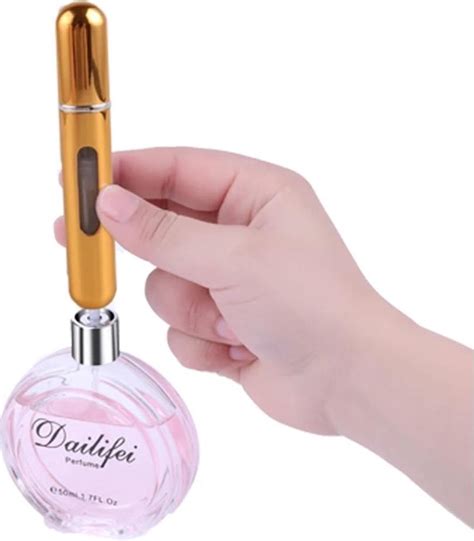 bolcom mini parfum flesje lipstick formaat navulbare parfum verstuiver goud
