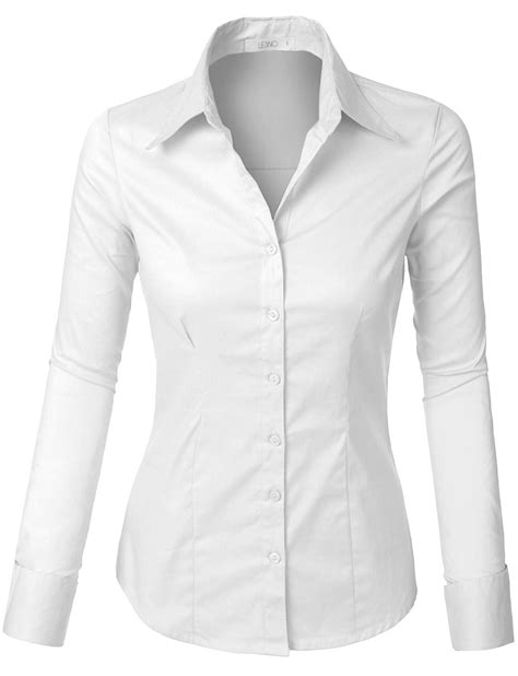 cheap womens white stretch button down shirt find womens white stretch