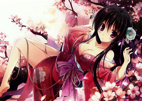 3681x2614 3681x2614 Black Blossoms Cherry Cleavage Clothes
