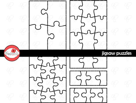 jigsaw puzzle template   clipart set  dpi school etsy
