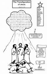 Transfiguration Puzzles Crossword Wordsearch Biblekids Verheerlijking sketch template