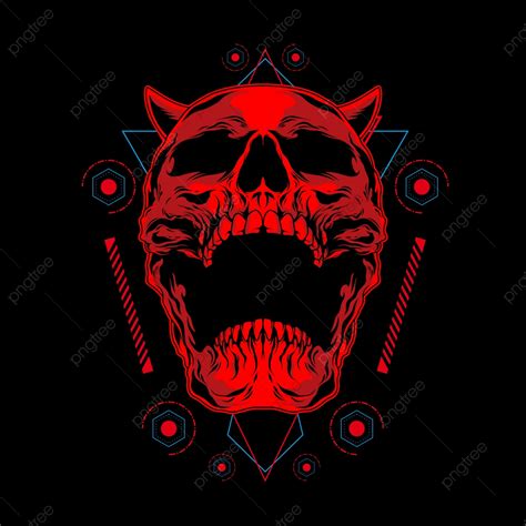 sacred geometry vector hd images red demon skull illustration