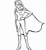 Superhero Female Template Outline Drawing Body Coloring sketch template