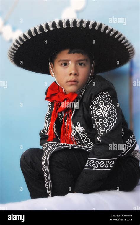 young mexican cowboy  traditional charro dress stock photo alamy