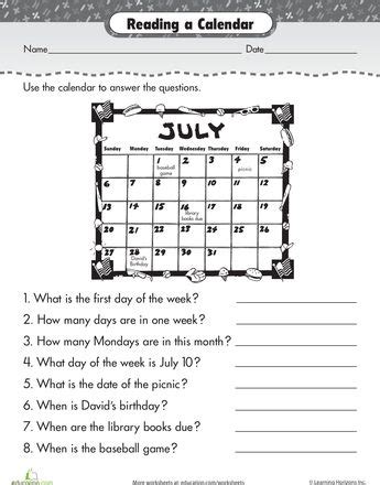 reading  calendar calendar worksheets teaching calendar calendar