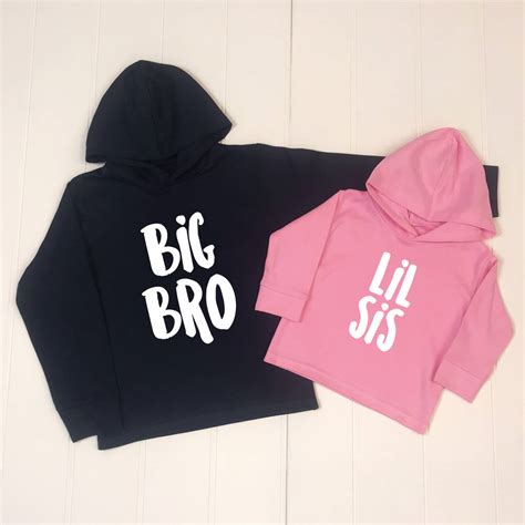 big sis lil sis big bro lil bro matching hoodie set by