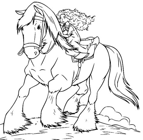 princess merida  horseback coloring page  printable coloring pages