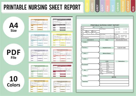 nurse report sheet icu nurse report patient assessment etsy