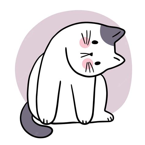 premium vector cartoon cute cat thinking vector