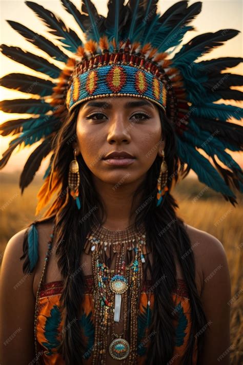 Premium Ai Image Beautiful Sexy Native American Woman In Traditional