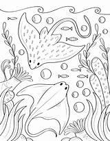 Coloring Stingray Pages Ocean Museprintables Color Printable Colouring Mermaid Kids Sheets sketch template