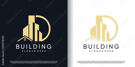 Building Logo Design With Letter D Concept Premium Vector Stock Vector