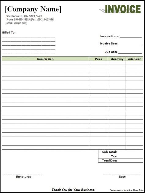 blank invoice template template business