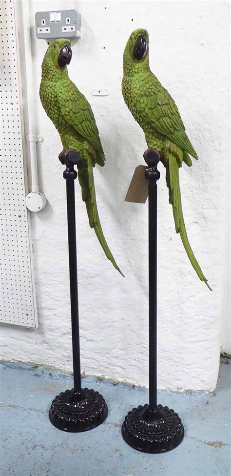 parrots  perches  pair hand painted cm
