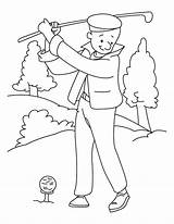 Golf Coloring Pages Playing Printable Kids Template Golfer Getcolorings Color Print sketch template