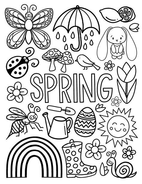 spring coloring page etsy