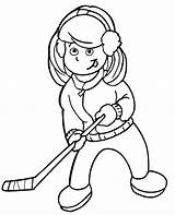Hockey Coloring Pages Player Girl Players Clipart Printable Stick Girls Colouring Kids Cartoon Cliparts Sports Playing Play Print Color Printactivities sketch template