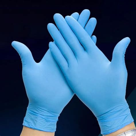pairs blue nitrile disposable gloves wear resistance chemical laboratory electronics food