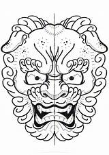 Oni Mask Tattoo Coloring Template Tumblr Pages sketch template