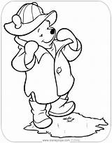 Winnie Pooh Coloring Pages Spring Summer Disneyclips Rain Printable Puddle Standing sketch template