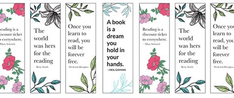 printable bookmarks  quotes printable templates