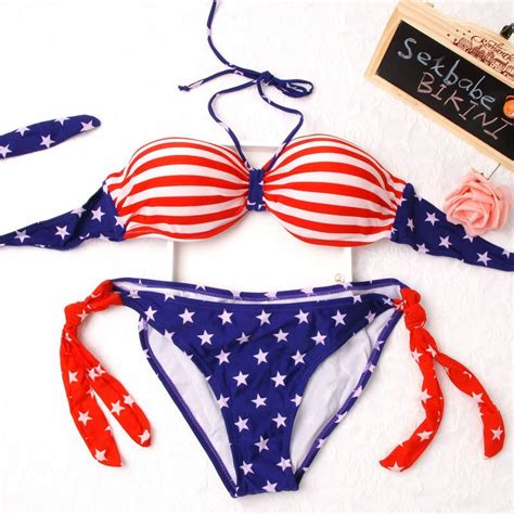 Buy 2018 New Usa Uk Flag Push Up Steel Bikini Women