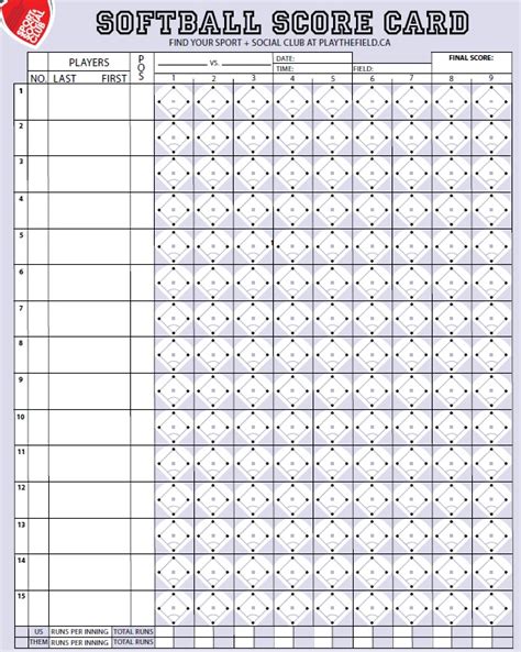 sample softball score sheet templates printable samples
