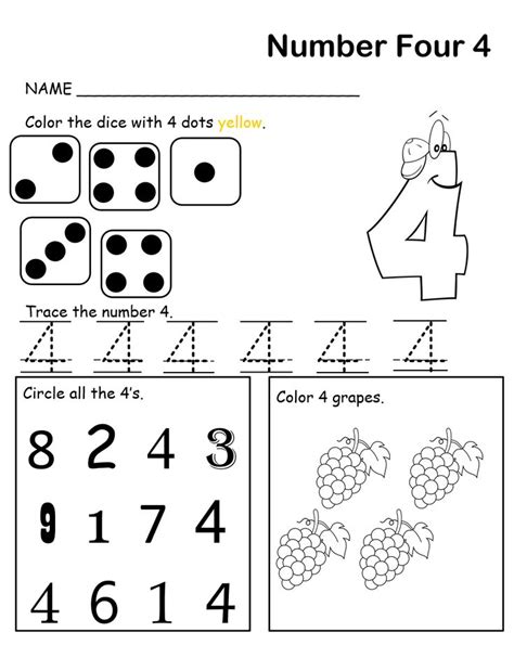 kindergarten worksheet learning number  learning numbers kids math