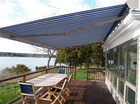 enjoy  deck   roof mounted awning sunbrella fabric custom awnings outdoor living