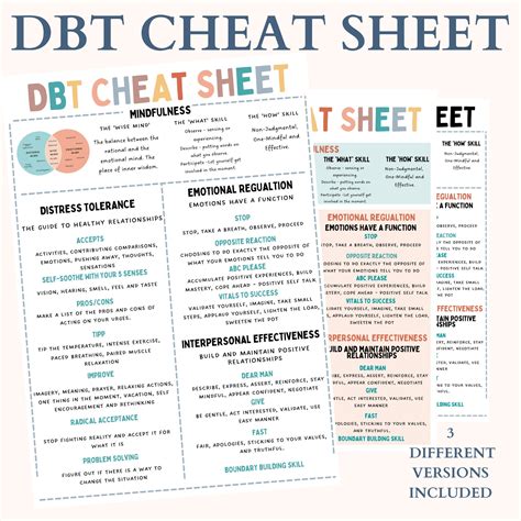 dbt cheat sheet printable therapy worksheet dbt therapy dbt etsy ireland