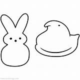 Peeps Marshmallow Chicks Bunnies Xcolorings Marshmallows sketch template