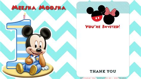 blank printable mickey mouse st birthday invitation