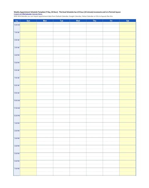 printable appointment schedule templates appointment