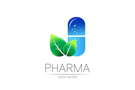 pharmacy vector symbol  green leaf  pharmacist pharmf  logos design bundles