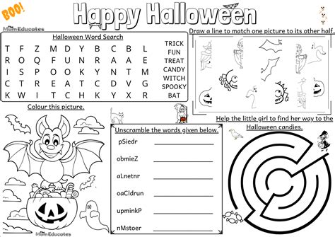 halloween activity mat  kids printable  mum educates