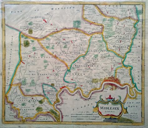 Old Map Of Middlesex Robert Morden Circa 1722