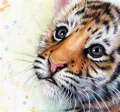 tiger cub watercolor olechka design