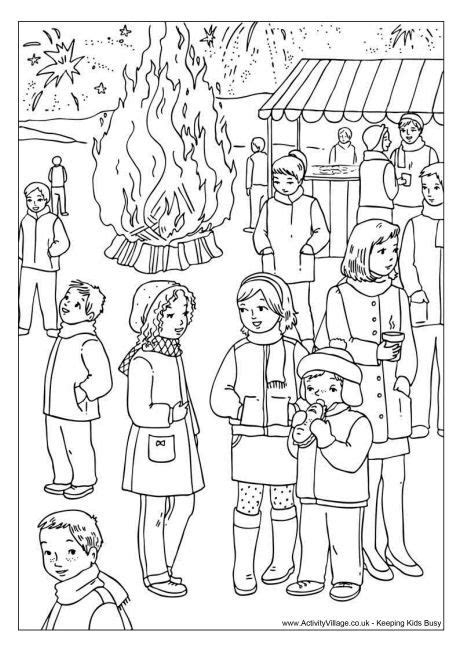 bonfire night colouring page  bonfire night coloring pages winter