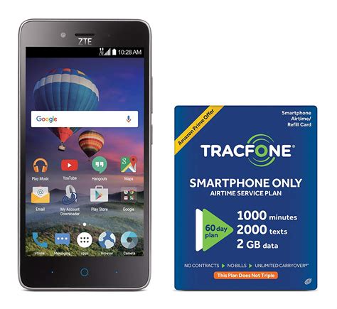 Tracfone Zte Zfive L 4g Lte Prepaid Smartphone Black Includes 1 Year