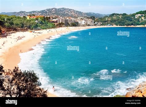 Fenals Beach At Lloret De Mar Costa Brava Catalonia Spain Stock