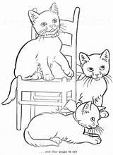 Coloring Cat Kittens Pages Three Little Cats Drawing Printable Book Kitten Clipart Adult Colouring Books Sheets Embroidery Print Kids Sleeping sketch template