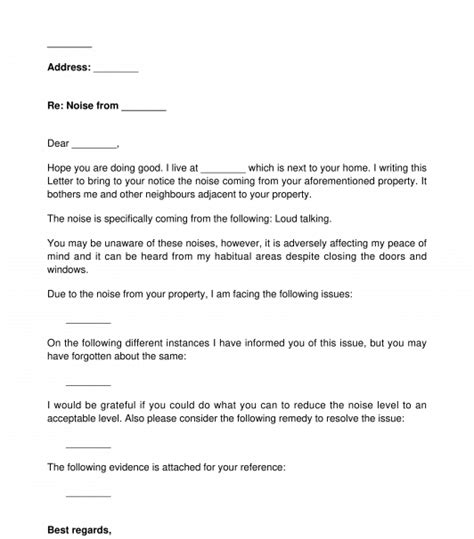 letter  neighbour  nuisance sample template