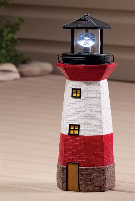 red solar lighthouse  maple lane creationstm rotating led light outdoor decor  ebay