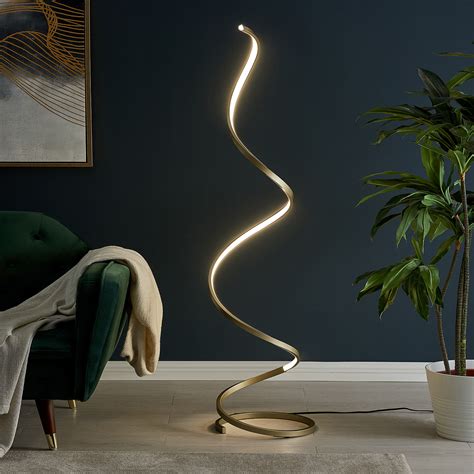 modern spiral floor lamp led strip silver finesse decor touch  modern