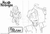 Hello Coloring Neighbor Pages Wip Printable Kids sketch template