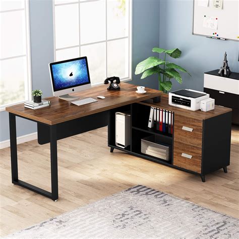 tribesigns  shaped computer desk   large executive office desk