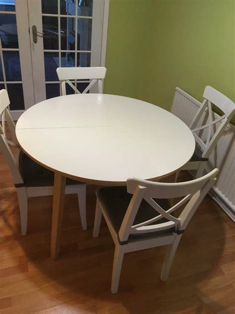 ikea white extendable  dining table  chairs  leicester