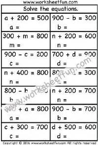 solve  equations  worksheet  printable worksheets